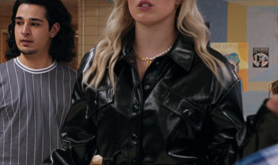 Black Cropped Leather Jacket Worn by Reneé Rapp as Regina George