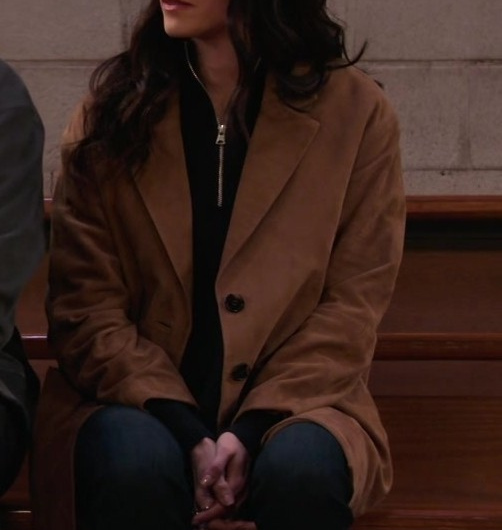 Camel Suede Trench Coat Worn by Abigail Spencer as Julia Mariano