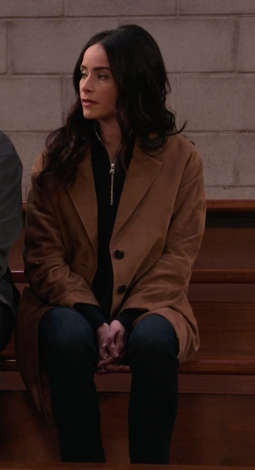 camel suede trench coat - Abigail Spencer (Julia Mariano) - Extended Family TV Show