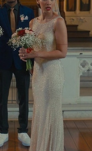 Sparkling Sequin Embellished Bridal Gown Worn by Alexandra Shipp as Claudia
