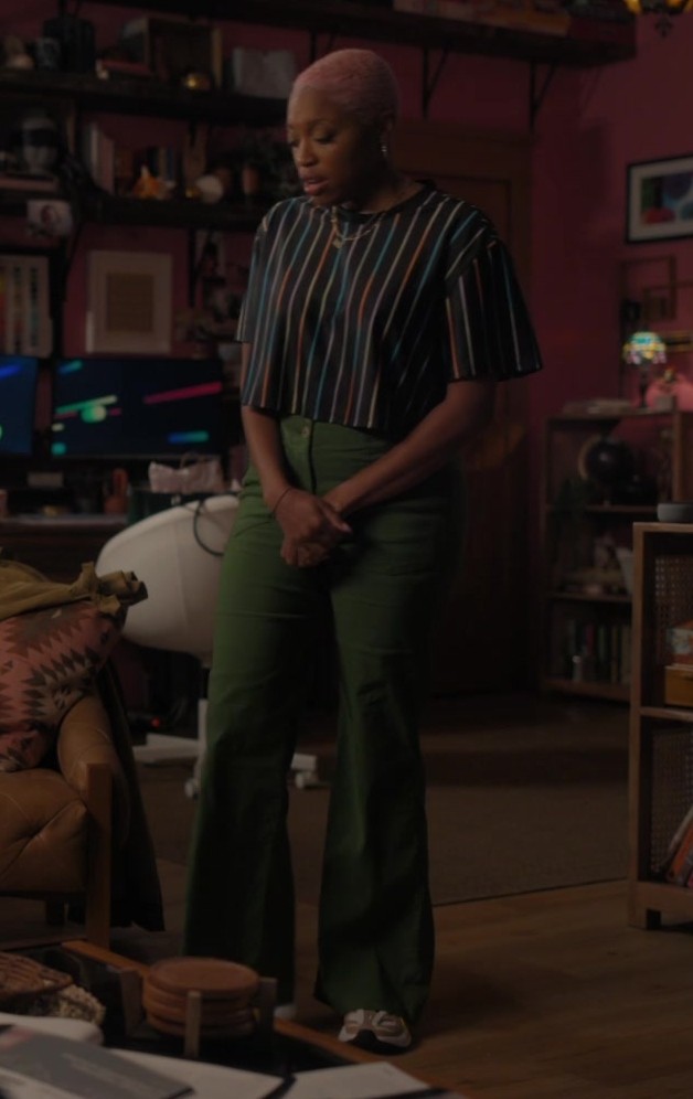 green wide-leg pants - Travina Springer (Kylie) - The Irrational TV Show