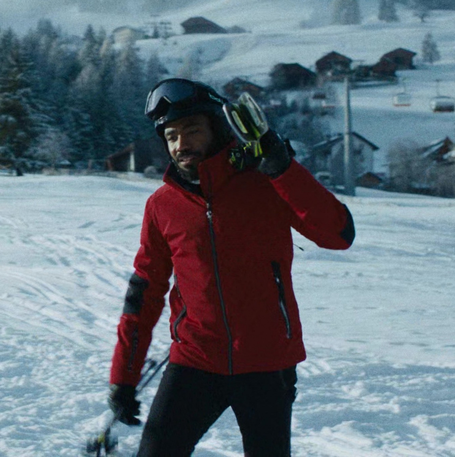 Red Ski Jacket Worn by Donald Glover as John Smith from Mr. &amp; Mrs. Smith TV Show