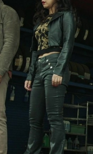 Black Leather Wide-Leg Pants of Liza Lapira as Melody (Mel) Bayani