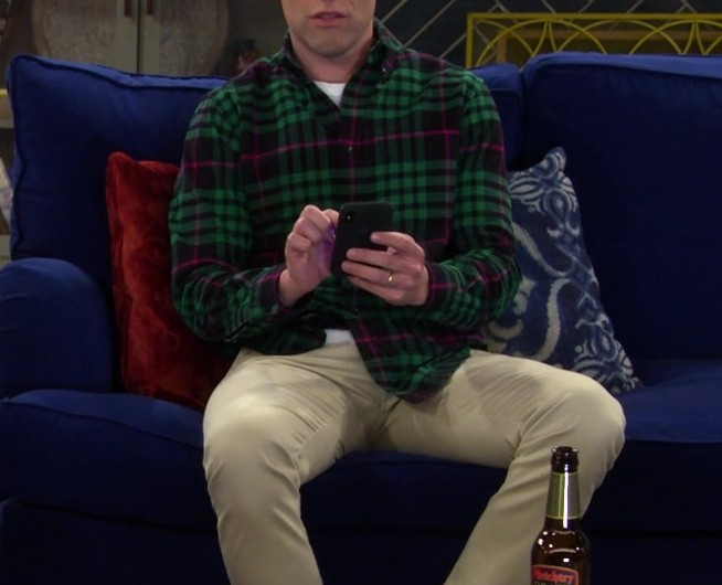 Green Plaid Cotton Flannel Shirt Worn by Max Greenfield as Dave Johnson