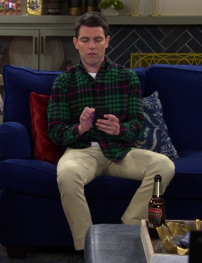 Green Plaid Cotton Flannel Shirt Worn by Max Greenfield as Dave Johnson