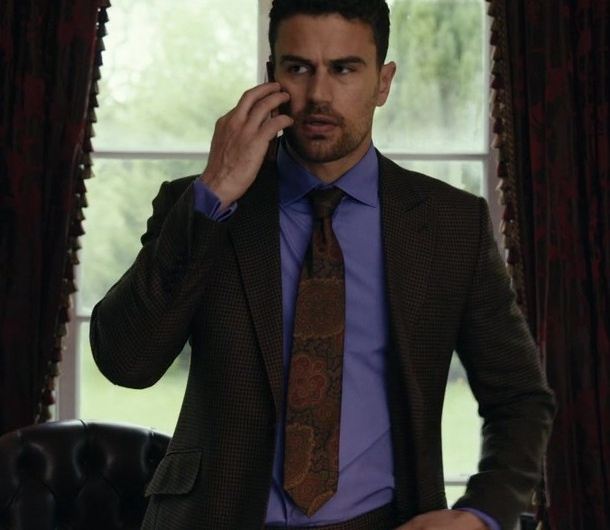Houndstooth Patterned Blazer Worn by Theo James as Eddie Horniman