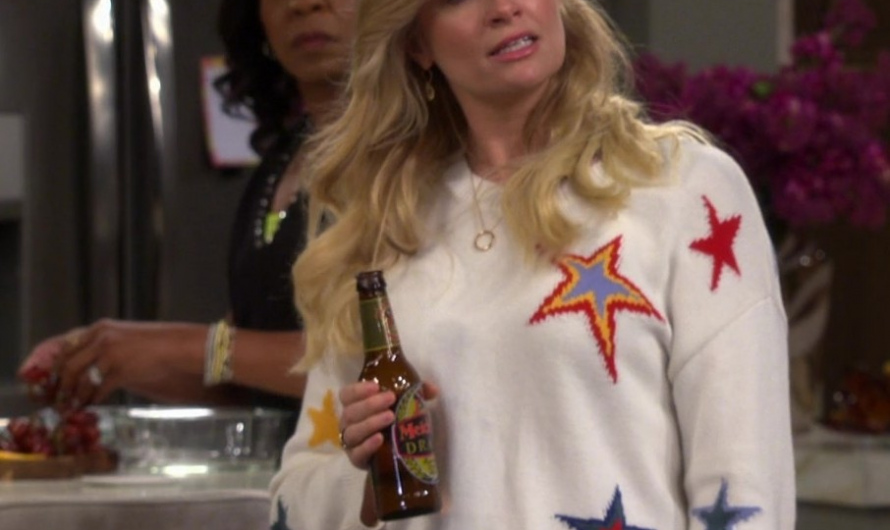 Star-Patterned Crewneck Sweater Worn by Beth Behrs as Gemma Johnson
