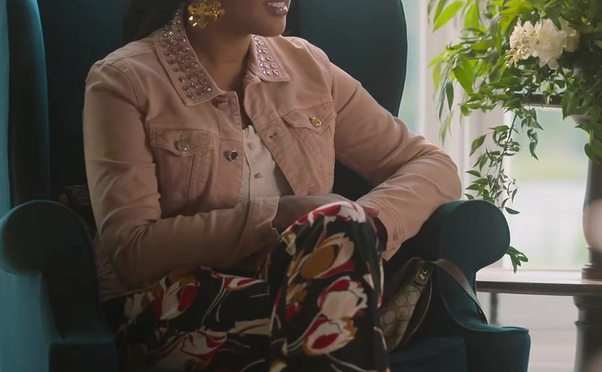 Black Floral Pants Worn by Ayesha Curry as Heather