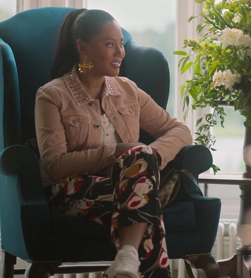 Black Floral Pants Worn by Ayesha Curry as Heather