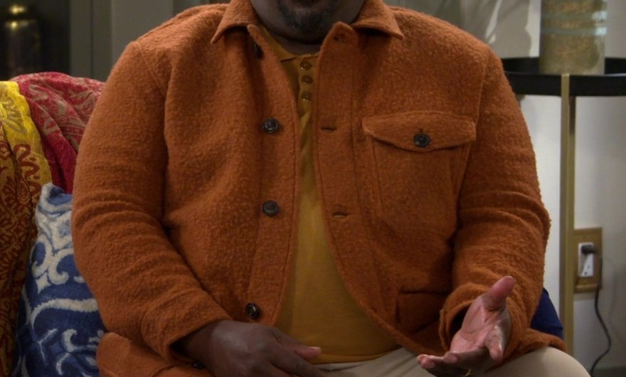 Rustic Brown Bouclé Chore Jacket Worn by Cedric the Entertainer as Calvin Butler