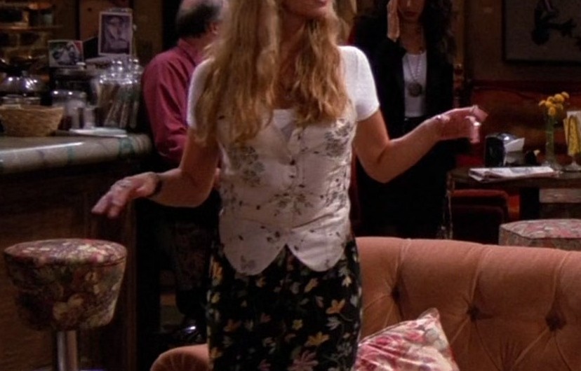 Balck Flower Print Maxi Skirt Worn by Lisa Kudrow as Phoebe Buffay