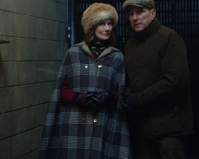 Plaid Wool Cape Coat of Joely Richardson as Lady Sabrina