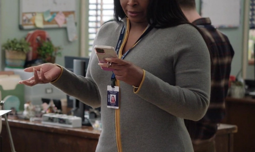 Grey Long Sleeve Sweater Full Zip Midi Dress Worn by Janelle James as Ava Coleman
