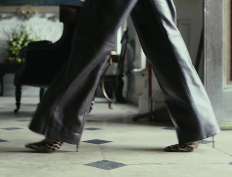 dark brown leather wide leg pants - Kaya Scodelario (Susie Glass) - The Gentlemen TV Show