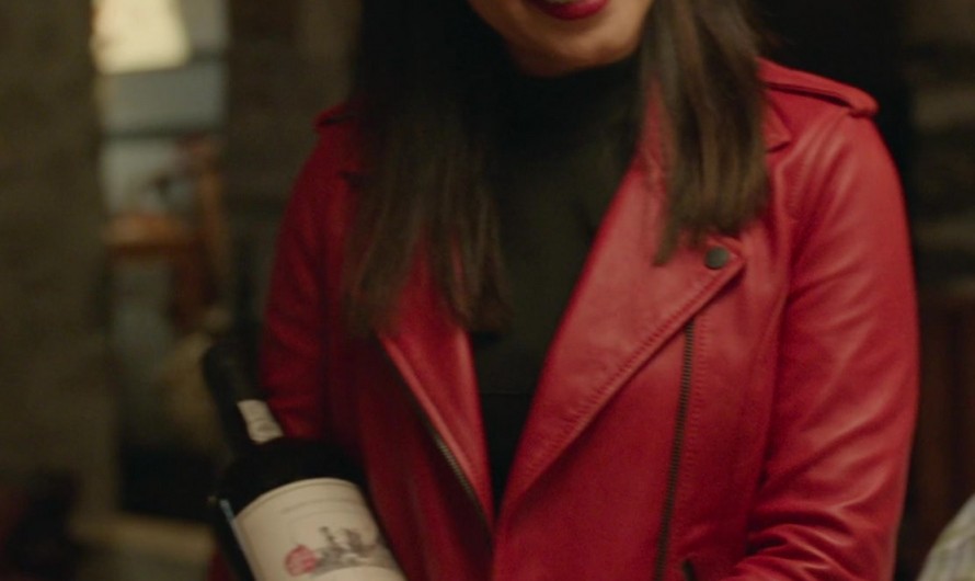 Red Faux Leather Moto Jacket Worn by Vanessa Hudgens as Ruby Collins