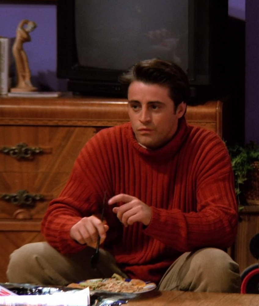 ribbed rust red turtleneck sweater - Matt LeBlanc (Joey Tribbiani) - Friends TV Show