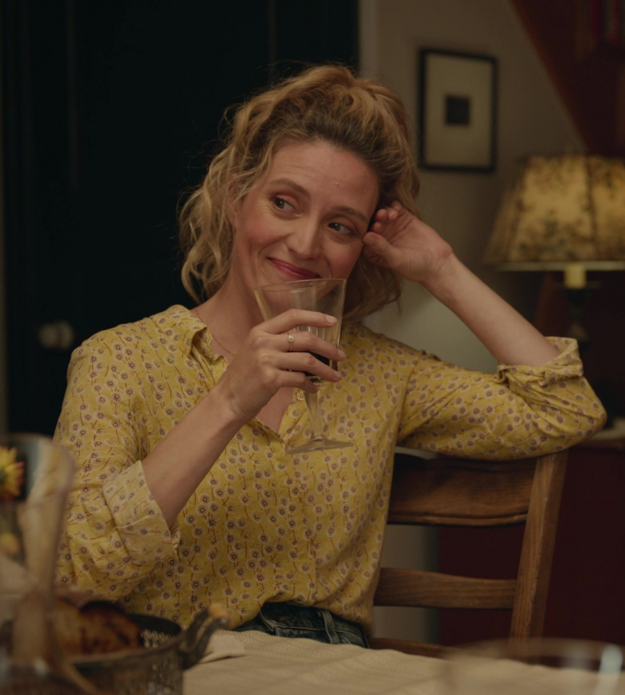 Dandelion Yellow Button Down Shirt Worn by Evelyne Brochu as Sophie Tremblay