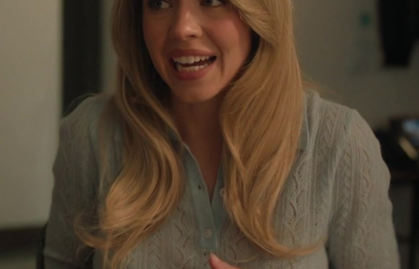 Textured Knit Polo Top Worn by Sydney Sweeney