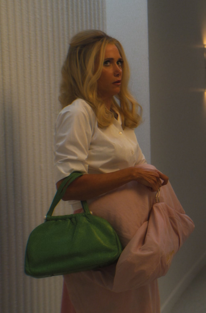 green leather handbag - Kristen Wiig (Maxine Simmons) - Palm Royale TV Show