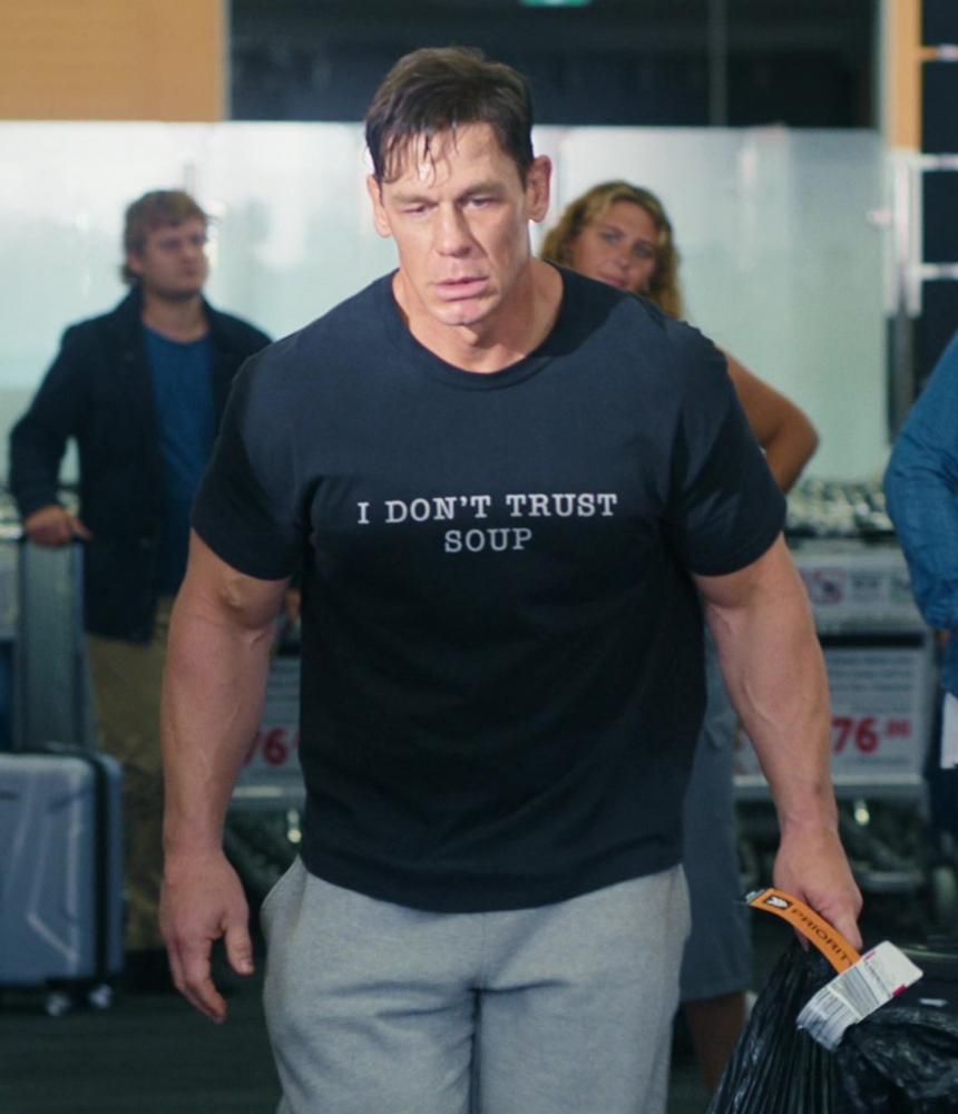 I Don't Trust Soup Logo Print T-Shirt of John Cena as Ricky Stanicky (Rod)
