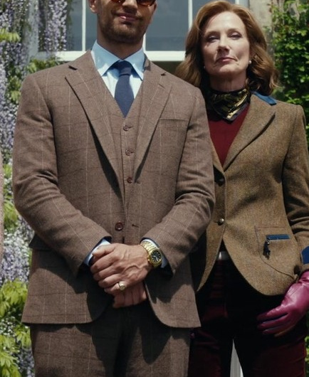 Brown Tweed Three-Piece Suit Worn by Theo James as Eddie Horniman
