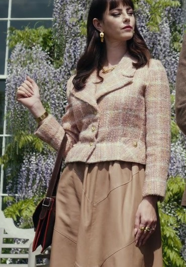 Camel-Toned Leather Midi Skirt of Kaya Scodelario as Susie Glass