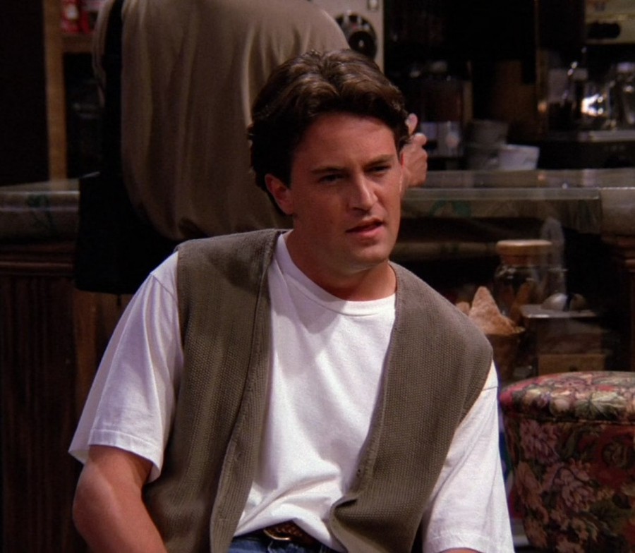 Casual Sleeveless Knit Vest Worn by Matthew Perry as Chandler Bing
