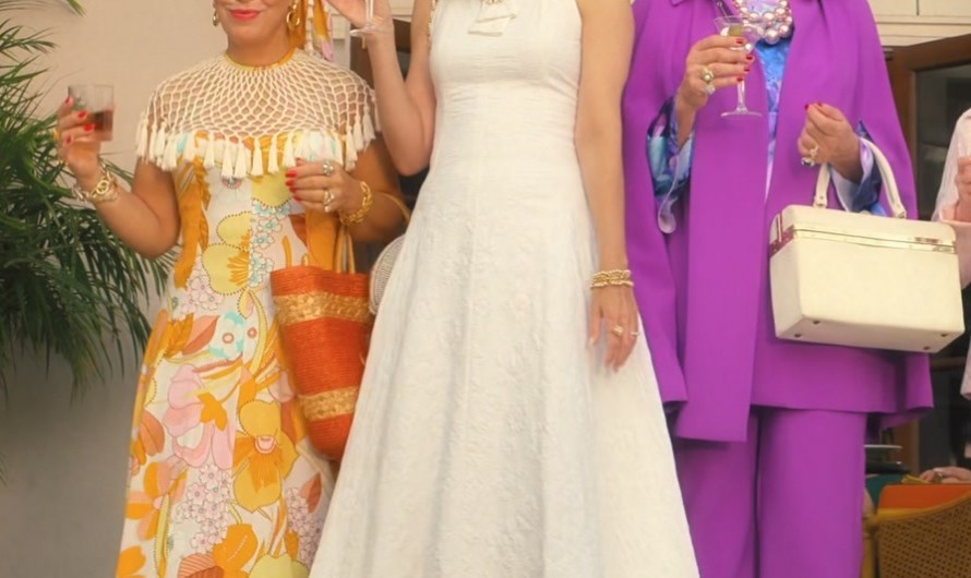 Textured White Sleeveless Tea Dress Worn by Leslie Bibb as Dinah