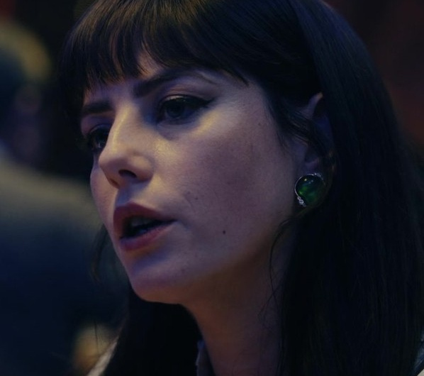 Vintage-Inspired Green Gemstone Earrings Worn by Kaya Scodelario as Susie Glass