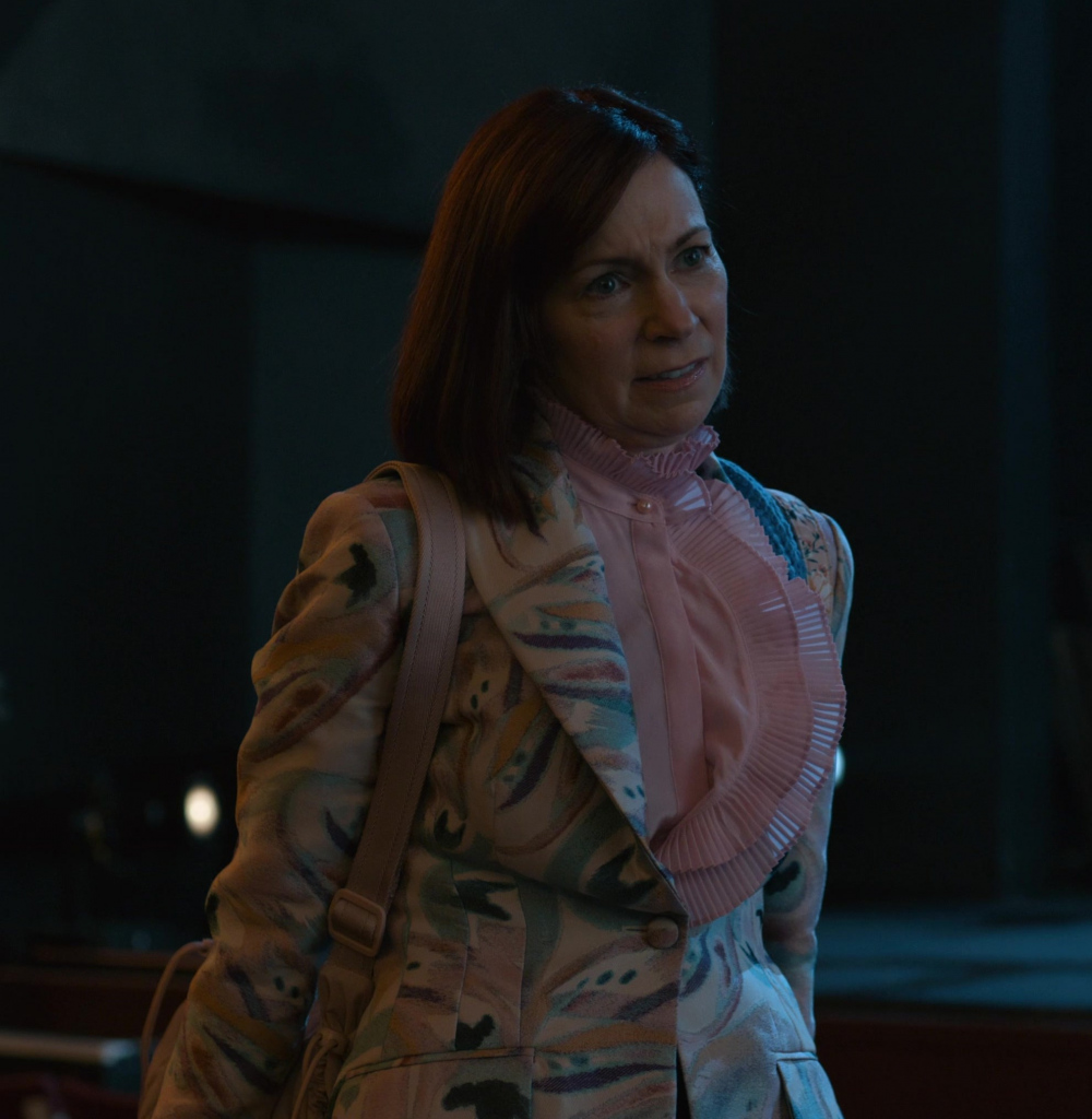 Pink Ruffled Turtleneck Blouse Worn by Carrie Preston as Elsbeth ...