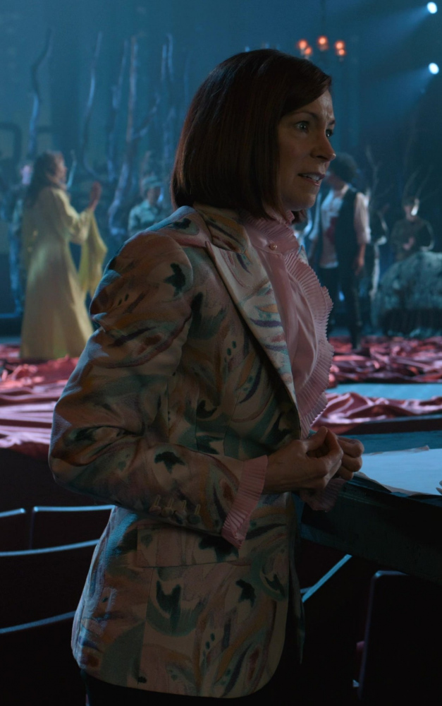 Floral Embroidery Lined Single Breasted Blazer Worn by Carrie Preston as Elsbeth Tascioni