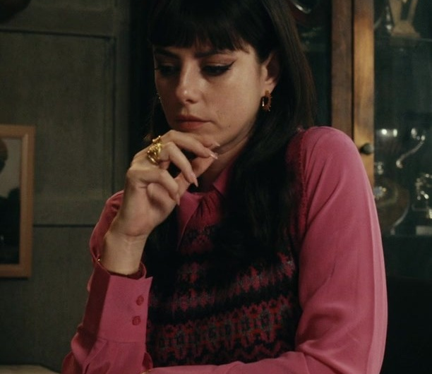 Statement Patterned Wool Blend Vest of Kaya Scodelario as Susie Glass