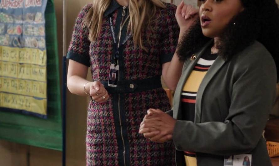 Shirt Collar Short Sleeve Tweed Coat Dress Worn by Sabrina Brier as Jessca