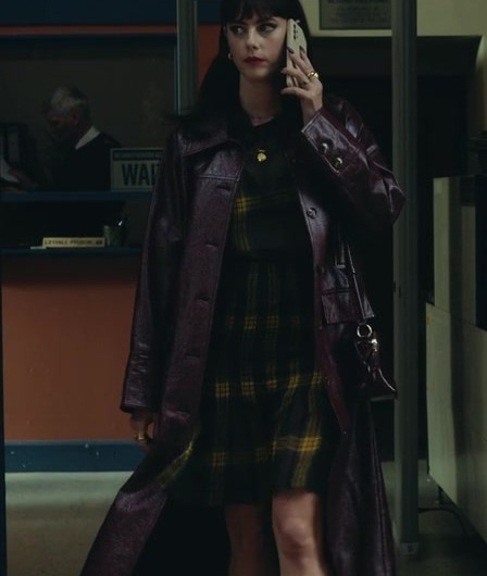 Burgundy Leather Trench Coat Worn by Kaya Scodelario as Susie Glass