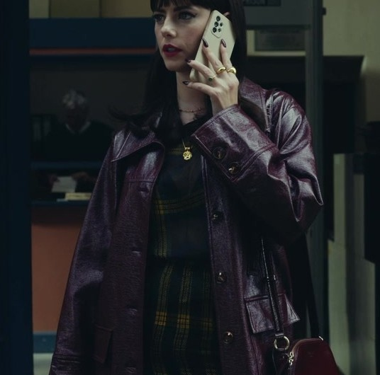 Ruby Red Leather Handbag of Kaya Scodelario as Susie Glass