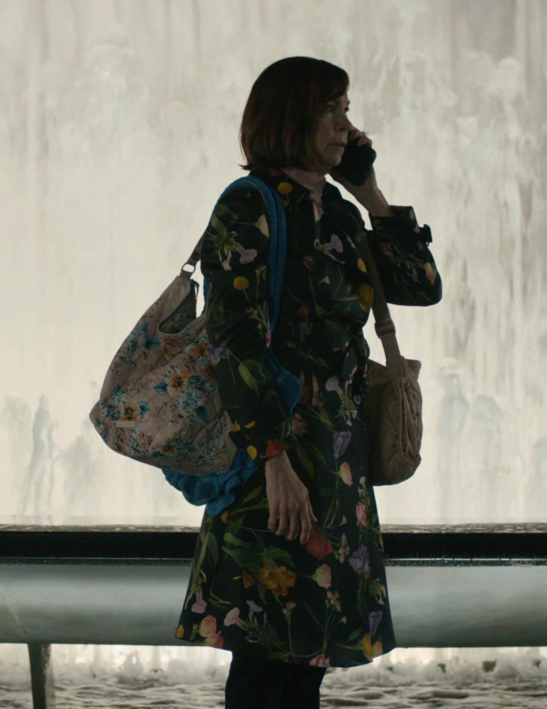 Multicoloured Floral Printed Double Breasted Trench Coat Worn by Carrie Preston as Elsbeth Tascioni