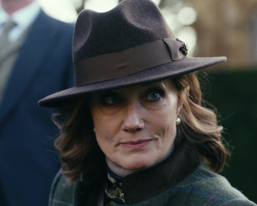 Rich Chocolate Brown Fedora Hat with Wool Felt with Leather Band Detail Worn by Joely Richardson as Lady Sabrina