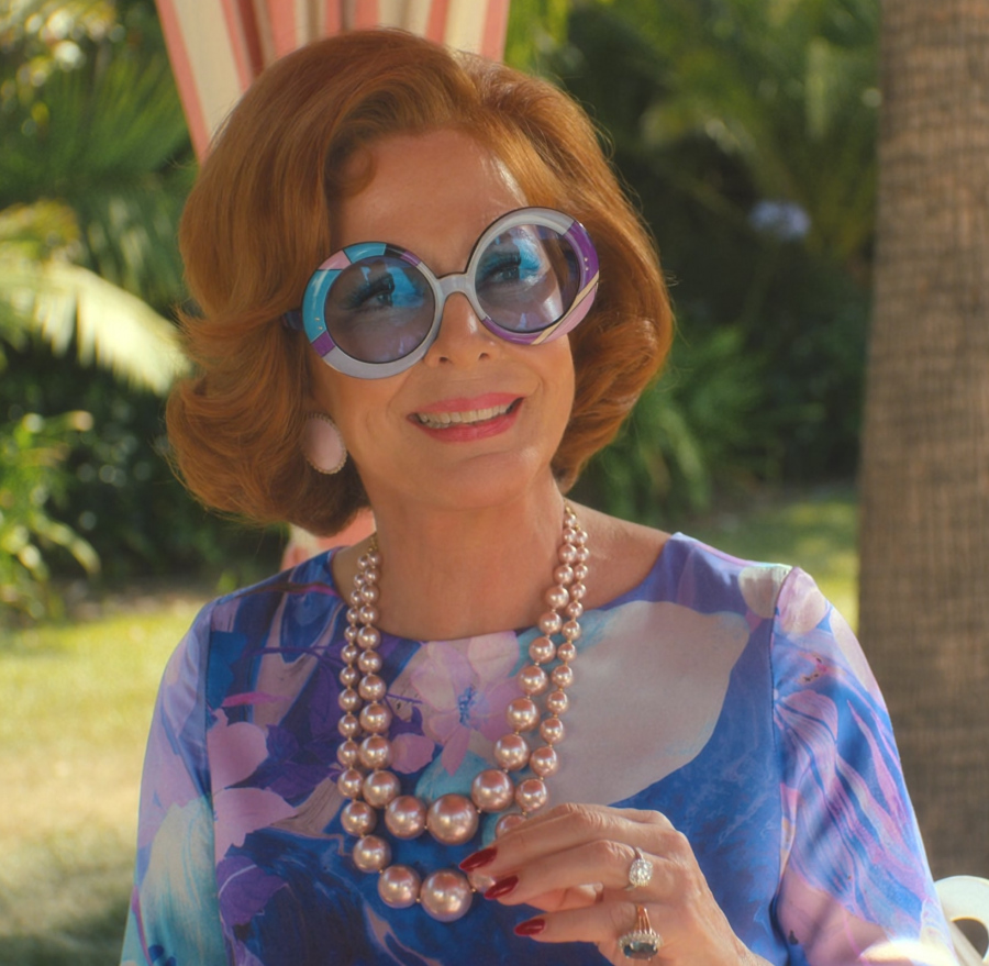 large round purple gradient sunglasses - Allison Janney (Evelyn) - Palm Royale TV Show