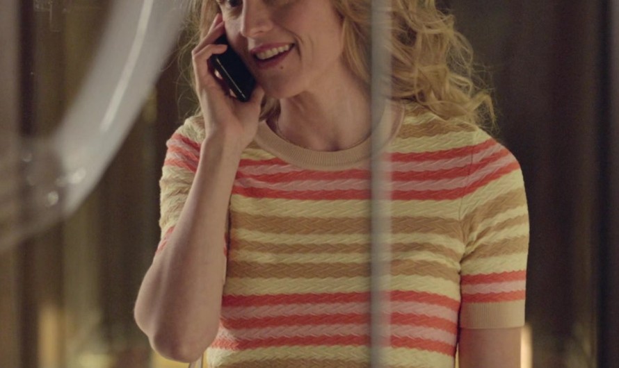 Multi-Stripe Pattern Tee Worn by Evelyne Brochu as Sophie Tremblay