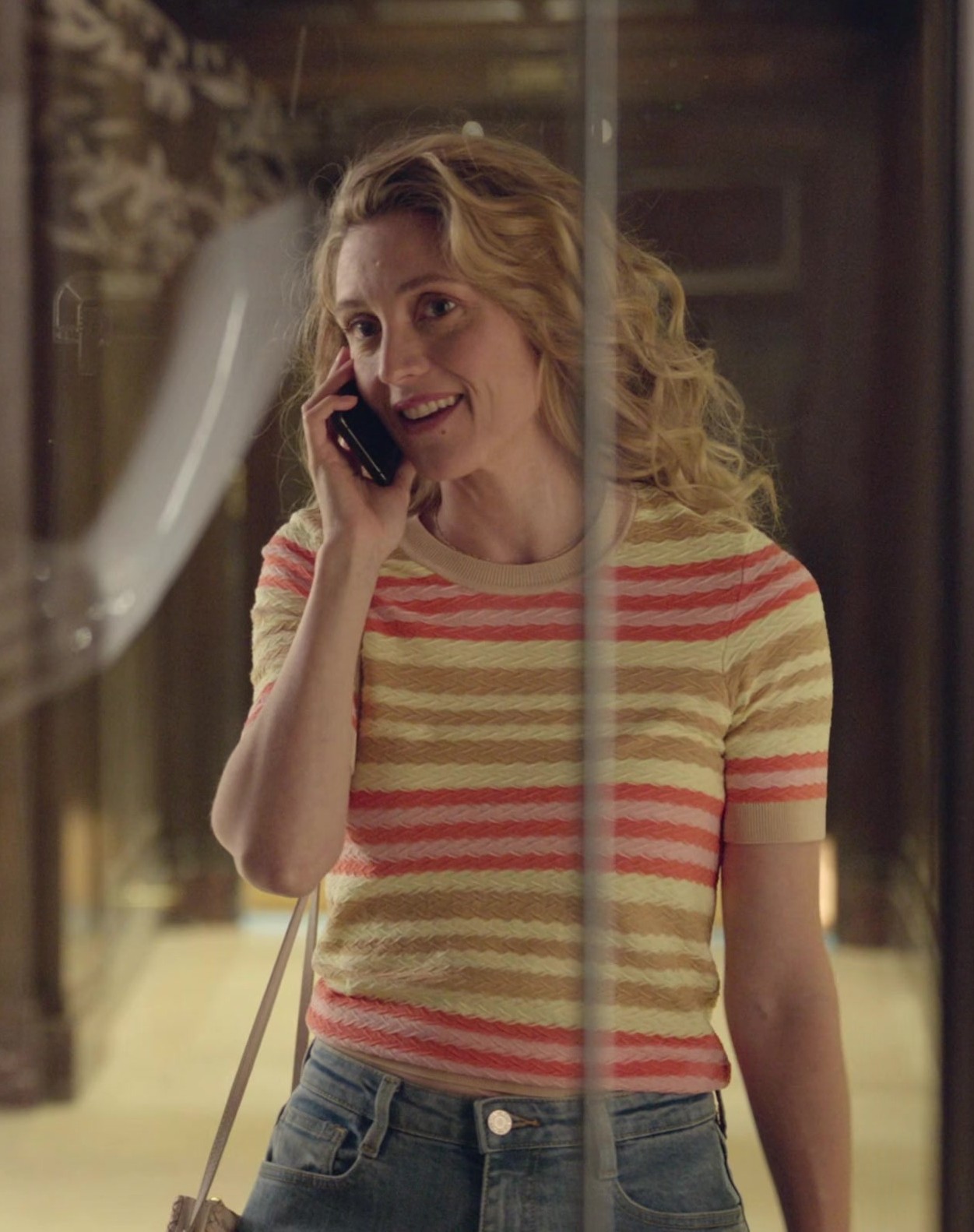 Multi-Stripe Pattern Tee Worn by Evelyne Brochu as Sophie Tremblay