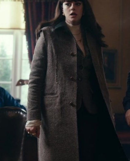 Long Wool Blend Patch Coat Worn by Kaya Scodelario as Susie Glass
