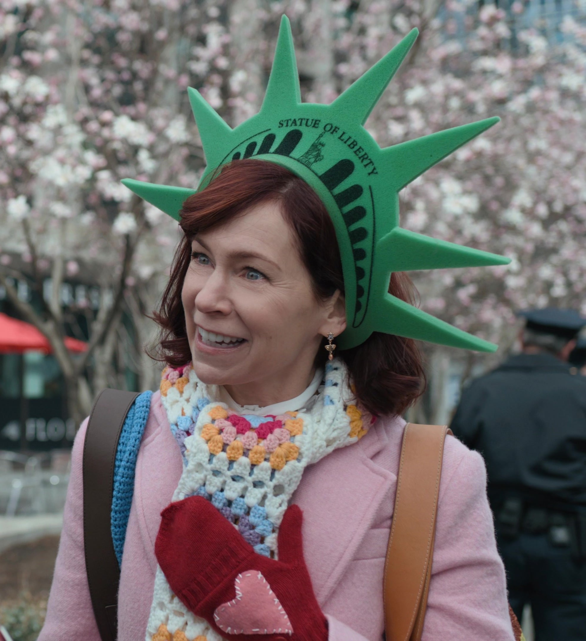 Red Mittens with Heart Patch Worn by Carrie Preston as Elsbeth Tascioni