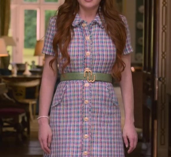 Checked Mini Dress with Collared Neckline of Lindsay Lohan as Madeline “Maddie” Kelly