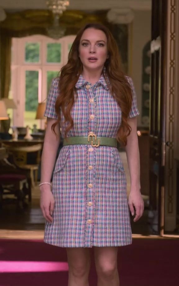Checked Mini Dress with Collared Neckline of Lindsay Lohan as Madeline "Maddie" Kelly