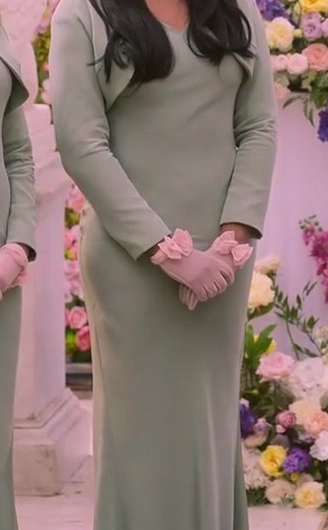Olive Green Bridesmaid Dress Worn by Ayesha Curry as Heather