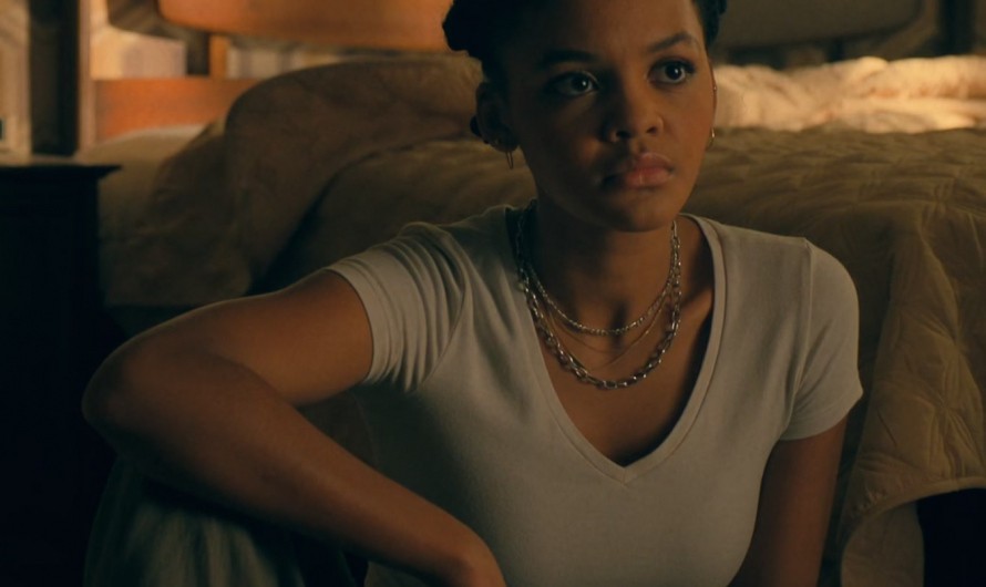 White V-Neck Crop Top Worn by Celeste O’Connor as Mattie Franklin