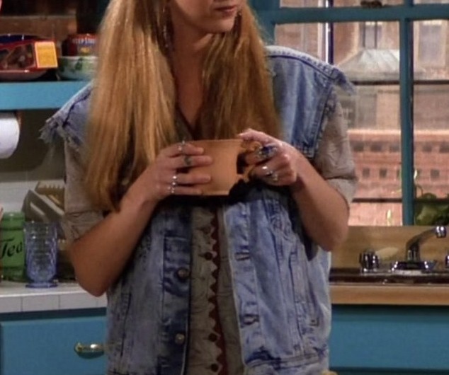 Light Blue Distressed Denim Sleeveless Jacket Worn by Lisa Kudrow as Phoebe Buffay