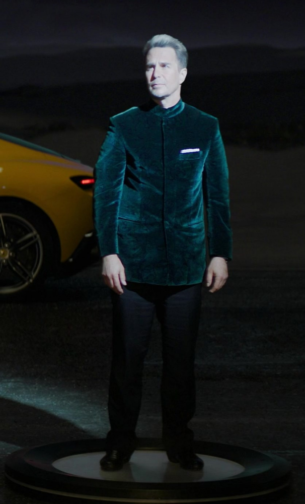 Green Velvet Jacket Worn by Sam Rockwell as Aidan