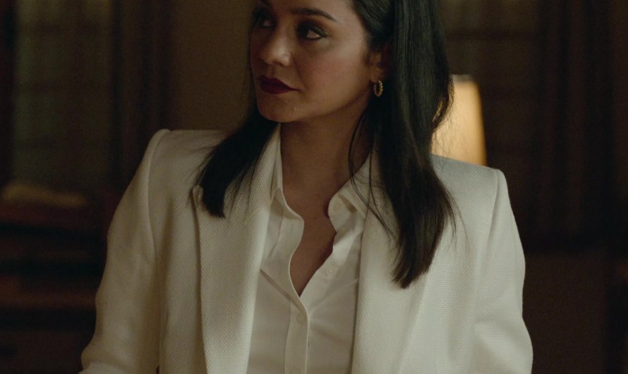 Ivory Textured Blazer with Single-Button Closure of Vanessa Hudgens as Ruby Collins