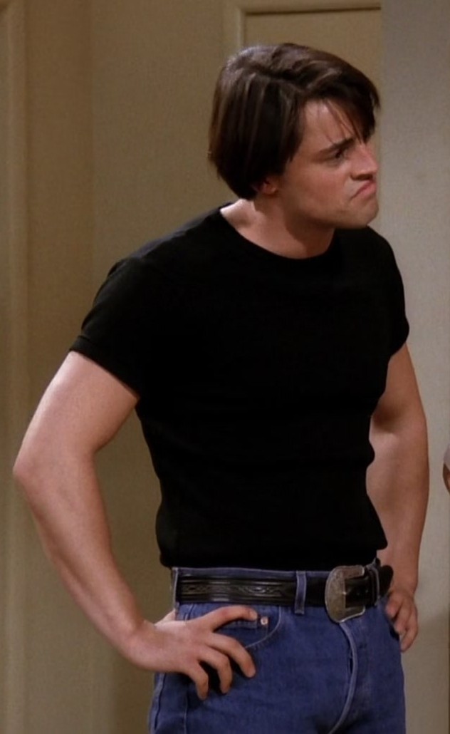 Black Crewneck T-Shirt Worn by Matt LeBlanc as Joey Tribbiani